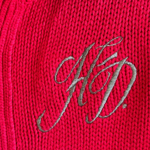 Vintage y2k 90s Harley Davidson women’s cardigan sweater Red L embroidered biker - Picture 3 of 13